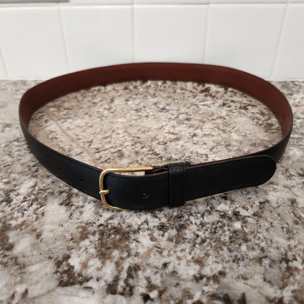 Dooney & Bourke vintage Black Calf Leather Belt Brass Buckle 36 made in USA
